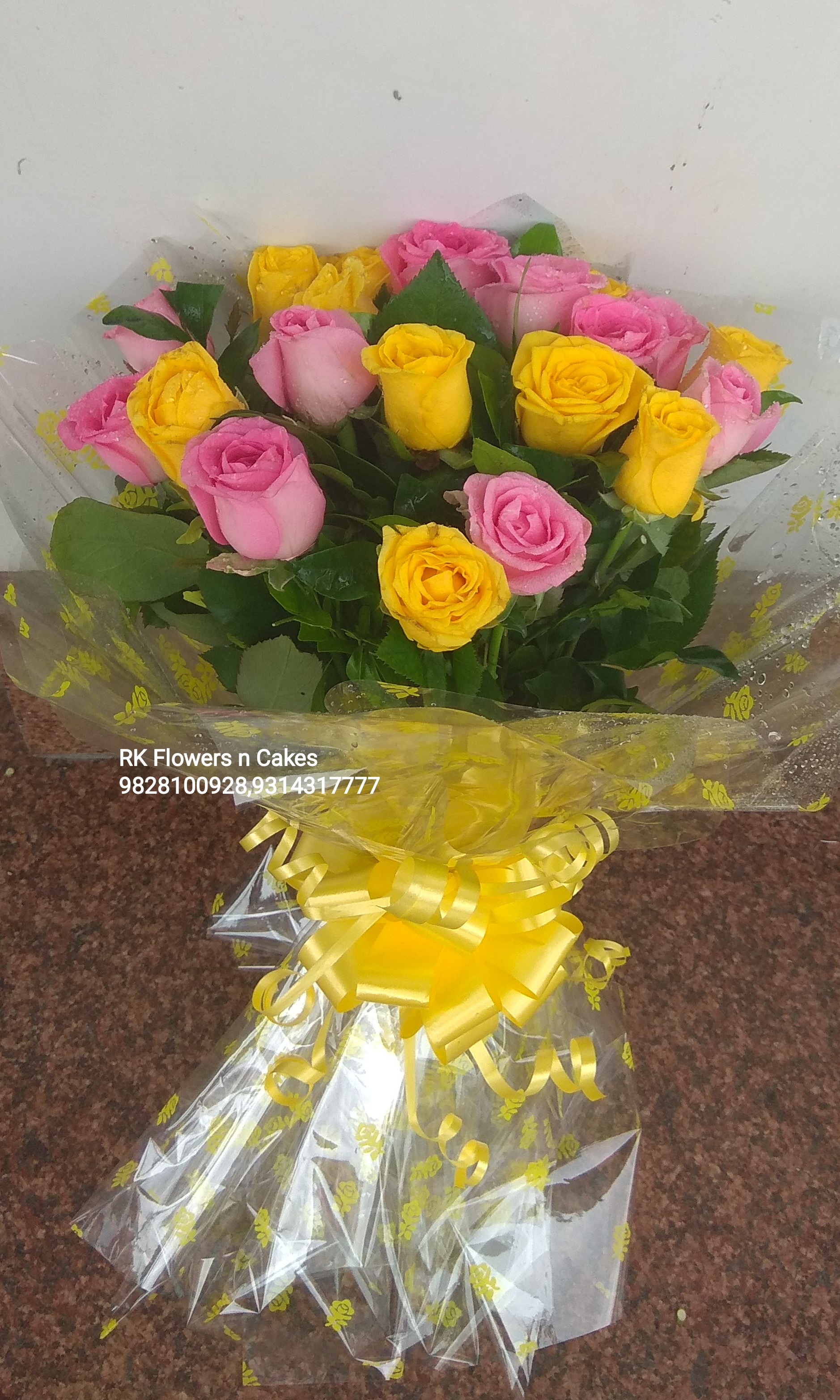 Pink & Yellow Roses Bunch